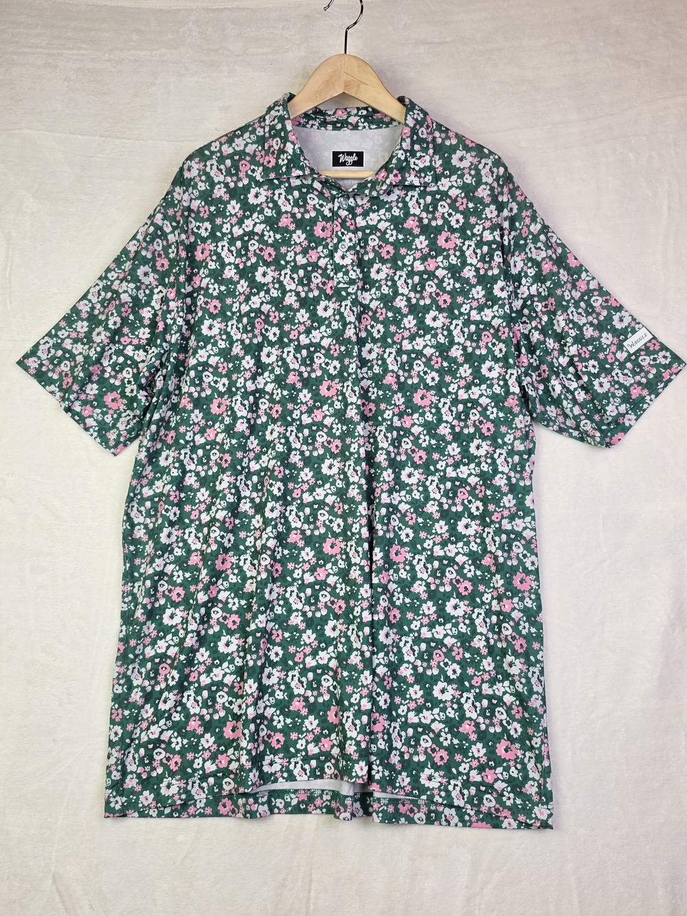 Waggle Polo Shirt Mens 3XL Short Sleeve Green Floral Casual Golf